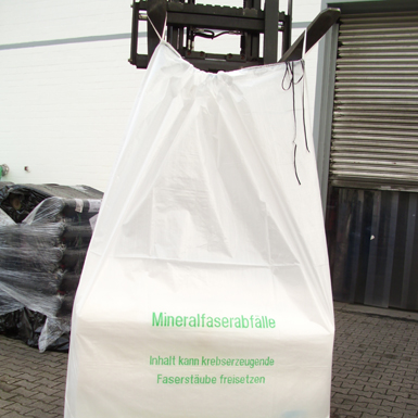 KMF Sack, Mineralwollsack, KMF-Gewebesack, 140 x 220 cm, Druck Mineralwolle, 2 Hebeschlaufen